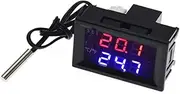 W1209WK Temperature Controller -50 to 110 Celsius (-58 to 230 F) DC 12V Programmable Heating/Cooling Thermostat Control Switch Module NTC Waterproof Sensor Probe Dual Color LED Display Monitor