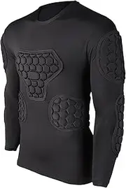 Novent Football Padded Shirt | Long Sleeve Black Soccer Goalie Jersey,Football Compression Shirt Youth for Paintball Baseball, Mens Paintball Shirts