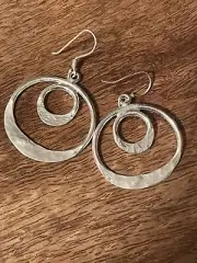 HAMMERED STERLING SILVER 925 DANGLE EARRINGS