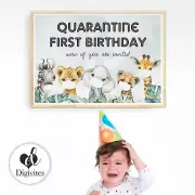 Quarantine Birthday Poster, Isolation Birthday, Safari Animals, Birthday Banner