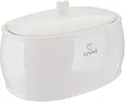 Premier Housewares Charm Biscuit Tin Bread Bin Dolomite Bread Storage and Biscuit jar Crock - White 19 x 32 x 21 cm