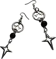[SUXINRY] Earrings Punk Star Heart Fishbone Drop Earrings Gothic Hollow Bead Earrings Fashion Dangle Earrings Hip Hop Party Jewelry