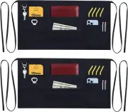 7 pockets server aprons with zipper pocket (2 pack) - aprons for women men - wai