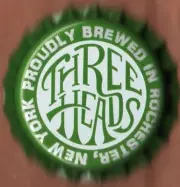 USA Plastic Lined Beer Crown Bottle Cap: Three Heads Brewing (dull)