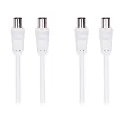 2x Crest 3m Dual Shield Male TV Antenna Cable Coaxial Connector For HDTV White