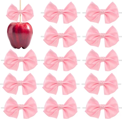 Pink Twist Ties Bows Satin Ribbon Bows for Treat Bags Pink Ribbon Bow 3" DIY Twi