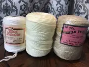 Lot of 3 Persian Twisted Cord 90 & 72 Yards Each White Ecru Tan Macrame USA