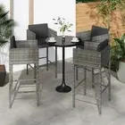 Bar Stools 4 pcs with Cushions Grey Poly Rattan Outdoor Furniture Set 16661