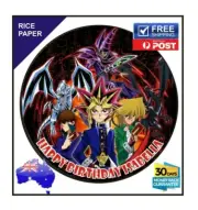 YUGIOH Edible Rice Paper Image Cake Birthday Party Topper 19cm round