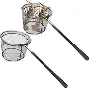 Landing Net Fishing, Pack of 2 Fishing Landing Net, Telescopic Landing Net Fishing, Fishing Landing Net 150 cm, Aluminium Alloy Fish Landing Net with Foldable Fishing Net, for Fishing Accessories