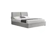 Design Square Modern Designer Fabric Gas Lift Bed Frame W/ Headboard Double Size - Light Grey