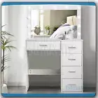 Dressing Table With Large LED Makeup Mirror , 5 Drawers Makeup Table Vanity Desk