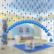 Door Beaded Curtain, Crystal Pendant Breathable Door String Hanging Decorates Partition Curtain Semi-Privacy Decoration Screen (Color : Blue, Size : 20)