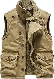 [Mkjuuior] Winter Tooling Waistcoat Padded Jacket Loose Padded Waistcoat Plus fleece Cotton Waistcoat