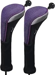 Andux 2pcs/Pack Long Neck Golf Hybrid Club Head Covers Interchangeable No. Tag CTMT-02