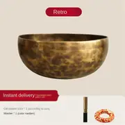 Large Copper Tibetan Singing Bowl, Nepalese Handmade Buddhist Percussion Instrument, Home Gift As Shown