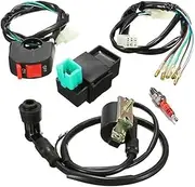 Vuzmode Motorbike Ignitions, for 110, for 125, for 140cc ATV Pit Bike 5 Pieceset Wiring Loom On-Off Switch Coil Spark Plug Kit Ignition Coil Engine Ignition Coil Pack