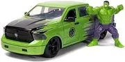 Jada Toys Marvel Avengers - 2014 Dodge Ram 1500 Pickup 1:32 Scale Diecast Model Cars with Hulk Set, Green/Purple