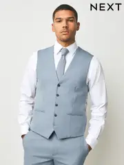 Light Blue Textured Suit Waistcoat (E04817) | $73