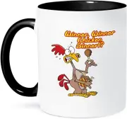 3dRose Winner Chicken Dinner Irony Humor Two Tone Mug 11 oz Black/White