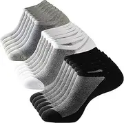 [FITU] Mens No Show Socks Combed Cotton Thin Invisible Low Cut Casual Socks with Non Slip Grip
