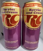 New Limited Edition Flavor Berries and Cream RC Cola Sealed 16oz Can