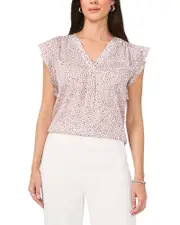 Vince Camuto Ruffled Sleeve V Neck Top