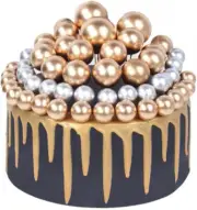 16Pcs Ball Shaped Cake Topper Cake Picks Pearl Ball DIY Cake Insert Topper Cu...
