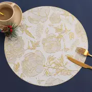 FAVE Elegant Floral round Placemats Gold Placemats Vinyl Placemats Set of 6