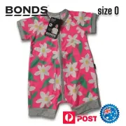 Bonds Baby Size 0 Zip Romper Short Sleeve Wondersuit Girls Pink Floral Design