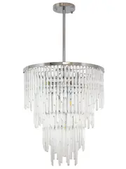 Monsoon 9 Light Pendant or Close-To-Ceiling Fitting in Polished Chrome with Clear Glass