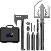 Camping Shovel Axe Outdoor Survival Shovel Set, Multifunctional Folding Tactical Shovel Hatchet Combo, High Carbon Steel Camping Equipment for Hiking Camping Hunting