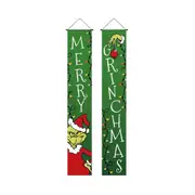 Porch Sign Grinch Decor Christmas Door Banner Merry Grinchmas Theme Photography Yard Supplies Home Office Fireplace New Year Party Festive