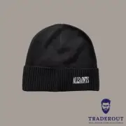 AllSaints mens Black wool blend logo Embroidery hat beanie