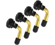 YUENTOEN 4Pcs Tire Valve Stem Bent 45 Degree Angled for Bolt-in Valve Stem, Snap-in Rubber Base Tubeless Tire Rim Valve for Motorcycle, Scooter, ATV