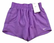 Nike One Big Kids' Dri-FIT Training Shorts Girls SZ S Purple Loose Fit New $32