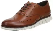 Cole Haan mens Zerogrand Wingtip Oxford, British Tan Closed Holes, 8.5 Wide US
