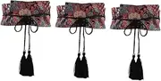 [Minkissy] Hanfu Waist Belt for Women Decorative Tassel Design with Flower Pattern Wide Waistband for Hanfu and Yukata Elegant Fashion Accessory for Evening Dresses