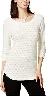 [Maison Jules] Womens Metallic Knit Pullover Sweater
