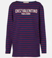 [Valentino] Valentino Chez Valentino striped cotton jersey top AU 8 blue