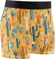 [FRODOTGV] Colorful Cacti Yellow Mens Boxer Brief Shorts Running Underwear for Men Compression Boxer Para Hombre