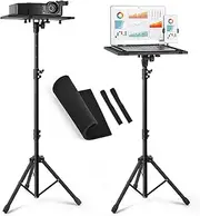 Projector Laptop Tripod Stand TV Tray Table Adjustable Height from 35.4” to 47.8” Tilt Top with Detachable Phone Holder Perfect for Home Office Studio and Movies