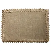 4PCS A Placemats Linen Table Mats with Tassel Lace Woven Rectang Tableware