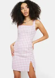 [Glamorous] Lilac Houndstooth Print Mini Dress