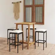 5 Piece Garden Bar Set with Cushions Black vidaXL
