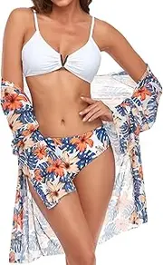 [Generic] Swimsuit Romper for Women High Waist Bikinis 2022 Sexy 3 Piece Bikini Set Cover Up Swimsuit for Women Long Sleeve Push Up Swimwear Beach Wear Bathing Suit Plus Swimsuits