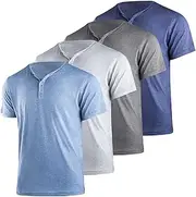 [Liloak] 4Pack Mens Henley T-Shirts,Multipack Henley Short Sleeve Shirts,3 Button Tee Shirts Multi Color,Classic Casual T Pack
