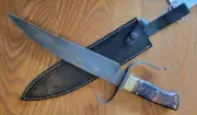 Custom Handmade Carbon Steel Confederate State of Texas Bowie Knife & Sheath