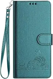 [SYSSRQMS] Leather Case for Samsung Galaxy A70 4g, Simple Phone Case with Cat Pattern, with Wrist Strapanti-Slip Protection Cover for Samsung Galaxy A70 4g