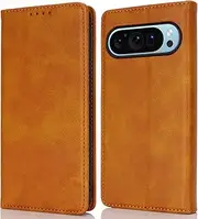 for Google Pixel 9 Pro XL Case Leather Wallet with Card Holder Cash Slot SunYoo Flip Cover Drop Protection Shockproof Stand Magnetic Folio Women Men Her Purse for Google Pixel 9ProXL Light Brown